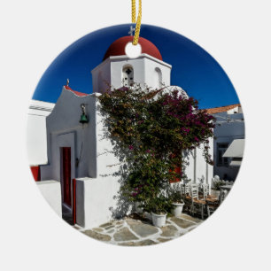 Mykonos Greece Travel - Church Café Europe Tourism Keramik Ornament