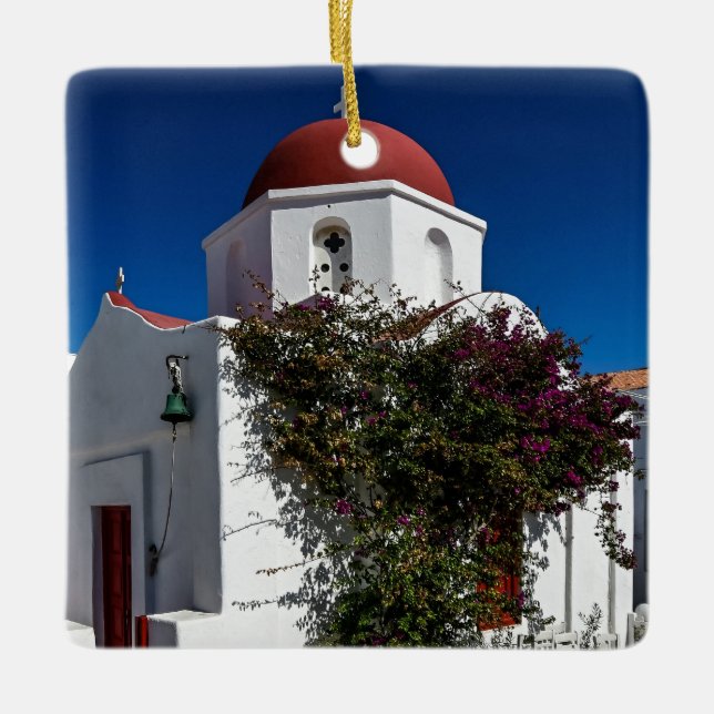 Mykonos Greece Travel - Church Café Europe Tourism Keramikornament (Vorderseite)