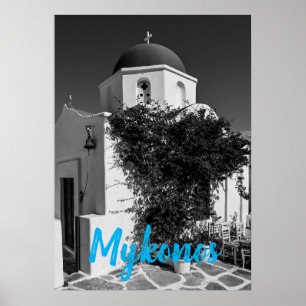 Mykonos Greece Travel - Church Café Europe Tourism Poster
