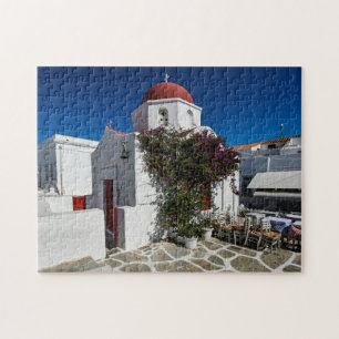 Mykonos Greece Travel - Church Café Europe Tourism Puzzle