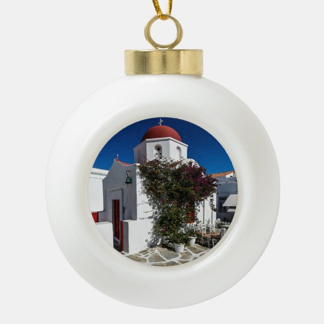 Mykonos Greece Travel Keramik Kugel-Ornament (Vorderseite)