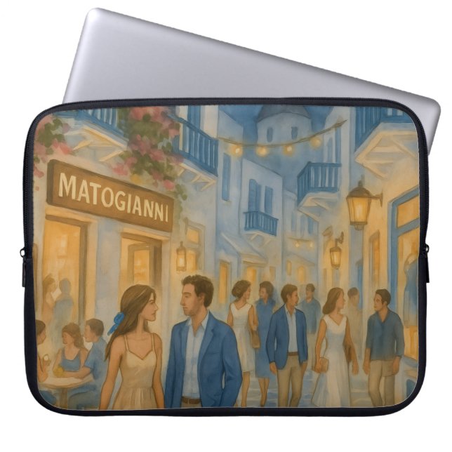 Mykonos Greece Wassercolor Laptop Sleeve (Vorderseite)
