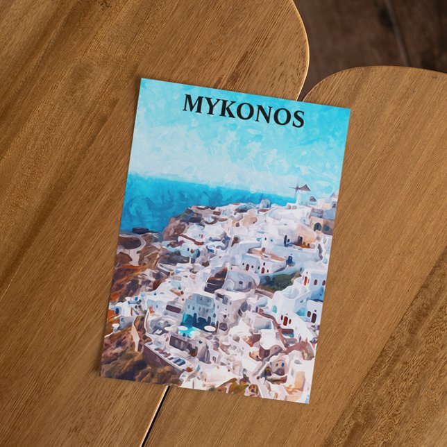 Mykonos Griechenland Aquarellmalerei Postkarte (mykonos greece watercolor postcard)