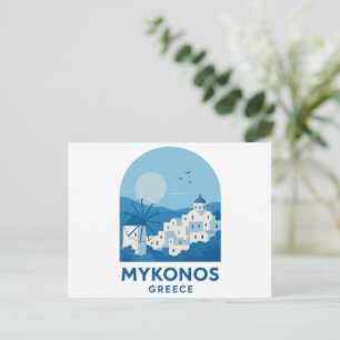 Mykonos Griechenland Blau Minimalistische Reise Ku Postkarte