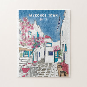 Mykonos Griechenland Farbige Reise Kunst Puzzle
