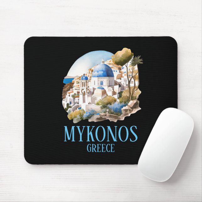 Mykonos Griechenland Griechische Insel Vintage Rei Mousepad (Mit Mouse)