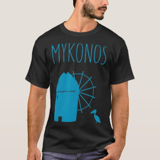 Mykonos, Griechenland Ikonische Windmühle & Petros T-Shirt