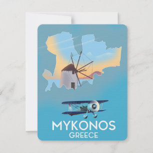 Mykonos Griechenland Karte Reiseplakat