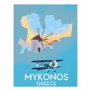 Mykonos Griechenland Karte Reiseplakat Fotodruck