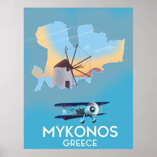 Mykonos Griechenland Karte Reiseplakat Poster