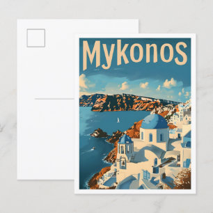 Mykonos Griechenland Klassische Kunst Retro Vintag Postkarte