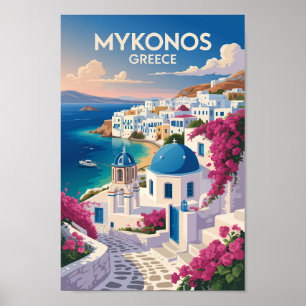 Mykonos Griechenland Küste Reise Kunst Vintage Poster