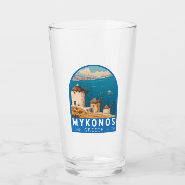 Mykonos Griechenland Reisen Kunstemblem Glas (Vorderseite)