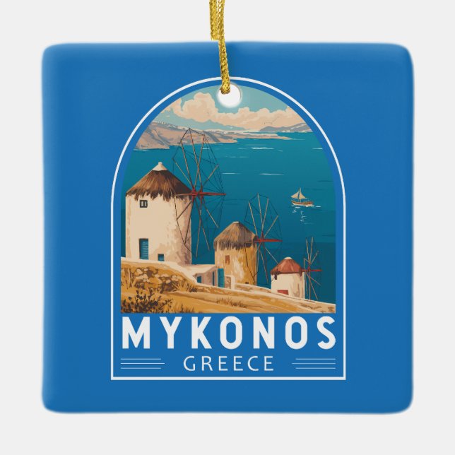 Mykonos Griechenland Reisen Kunstemblem Keramikornament (Vorderseite)