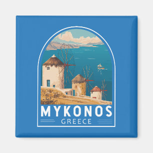 Mykonos Griechenland Reisen Kunstemblem Magnet