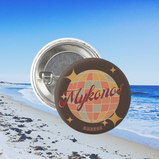 Mykonos Griechenland Retro-Geschenkidee Souvenir Button (Von Creator hochgeladen)