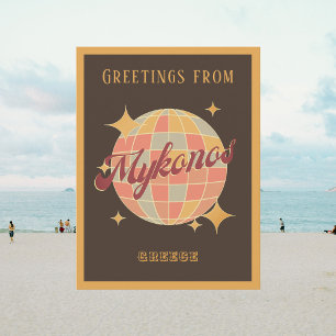 Mykonos Griechenland Retro Vintage Party Postkarte