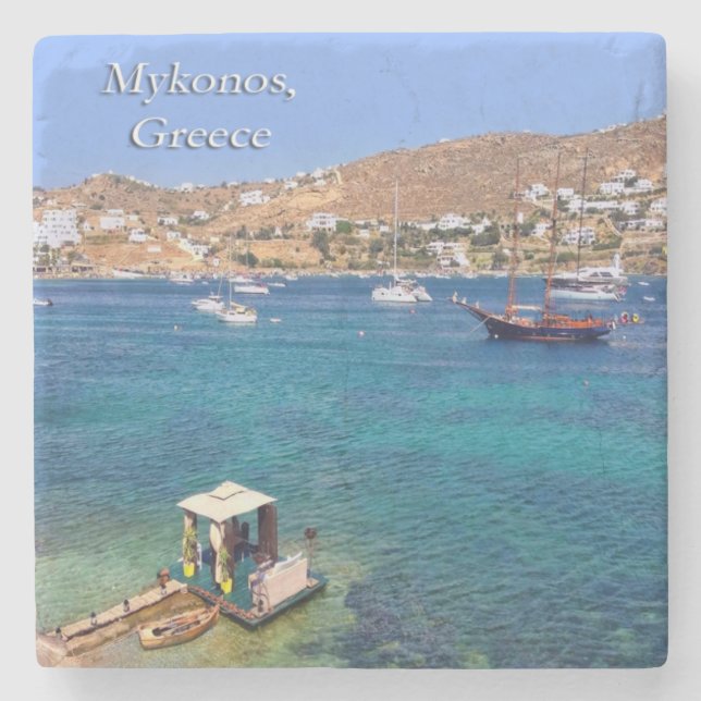 Mykonos, Griechenland Stone Untersetzer (Vorderseite)