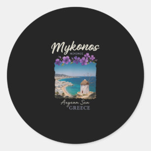 Mykonos Griechenland Urlaub Ägäisches Meer Insel S Runder Aufkleber