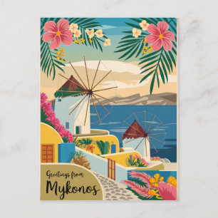 Mykonos Griechenland Vintag Postkarte