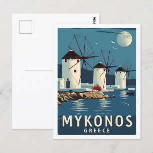 Mykonos Griechenland Vintage Berühmter Reiseort Postkarte