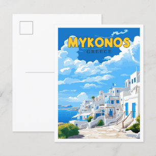 Mykonos Griechenland Vintage-Reiseillustration Postkarte