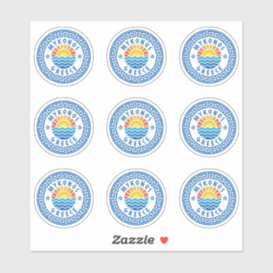 Mykonos-Insel, Griechenland-Mehrfachpackzettel Aufkleber