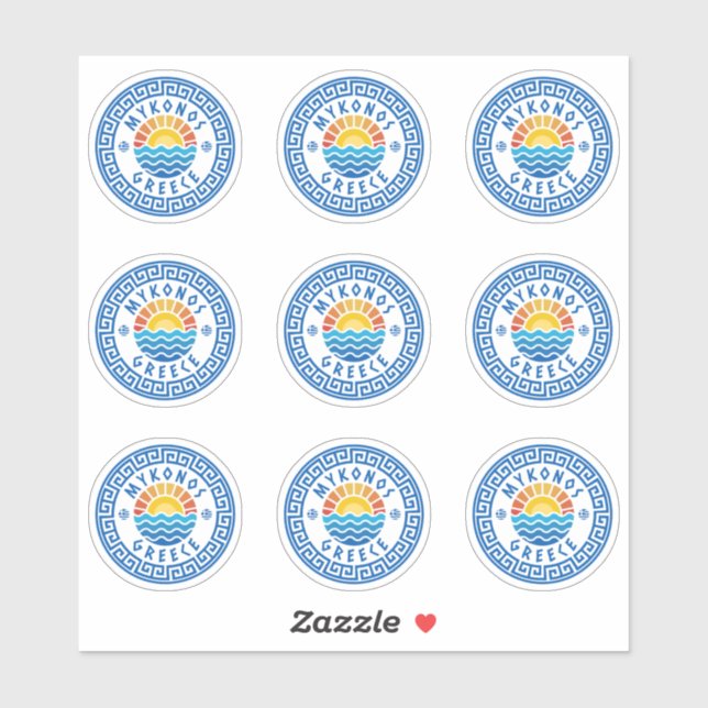 Mykonos-Insel, Griechenland-Mehrfachpackzettel Aufkleber (Blatt)