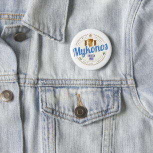 Mykonos Kykladen Griechenland Vintage-Souvenir Button