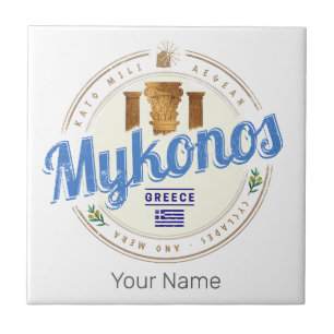 Mykonos Kykladen Griechenland Vintage-Souvenir Fliese