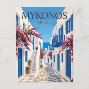 Mykonos Kykladen Straße Griechenland Postkarte