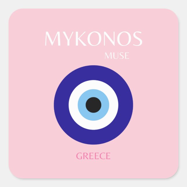 Mykonos-Maus, Mykonos, Rosa Quadratischer Aufkleber (Vorderseite)