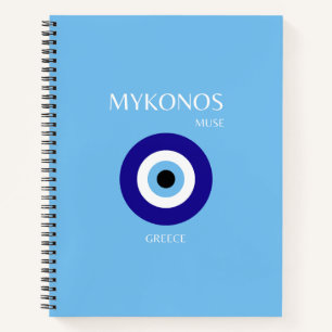 Mykonos Muse, blau Notizbuch