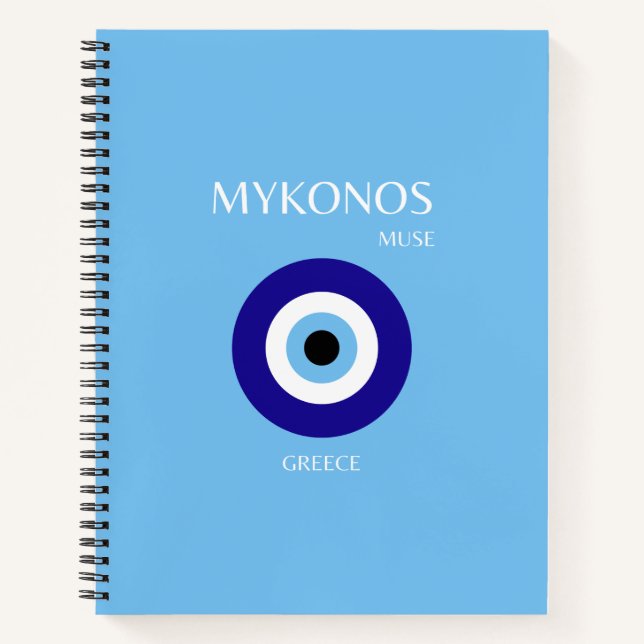 Mykonos Muse, blau Notizbuch (Vorderseite)