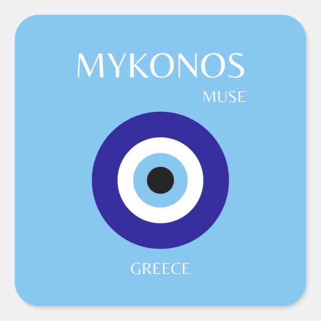Mykonos Muse, blau Quadratischer Aufkleber (Vorderseite)