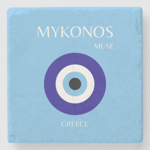 Mykonos Muse, blau Steinuntersetzer