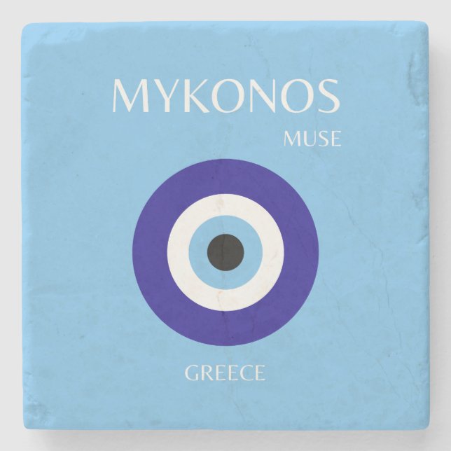 Mykonos Muse, blau Steinuntersetzer (Vorderseite)