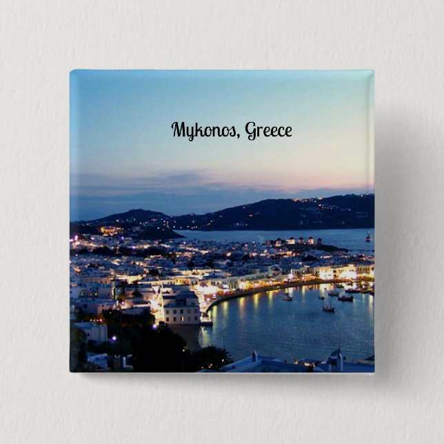 Mykonos, Panorama Griechenland Button (Vorderseite)