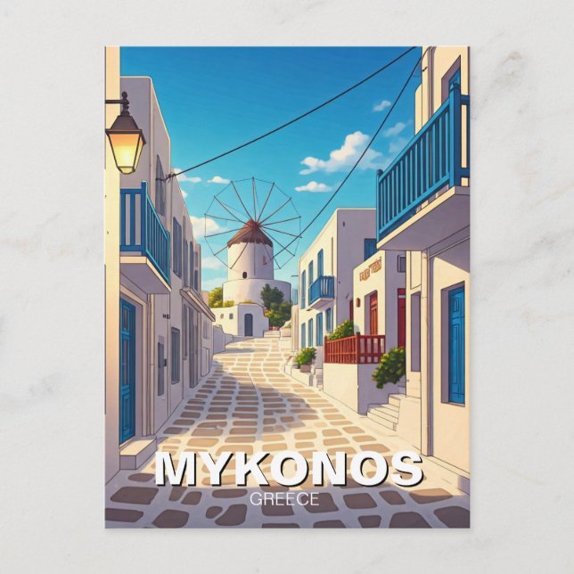 Mykonos Path Greece Cyclades Travel Postkarte (Vorderseite)