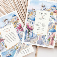 Mykonos Santorini Griechenland Aquarell-Hochzeit