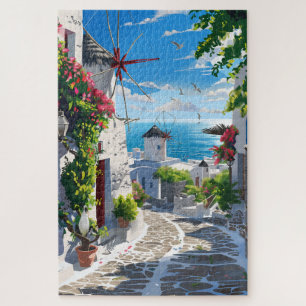 Mykonos Sea View Street Puzzle