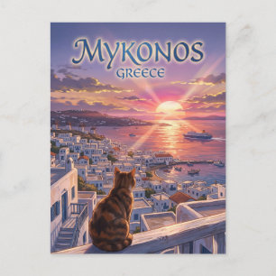 Mykonos Sonnenuntergang Küste Griechenland Postkarte