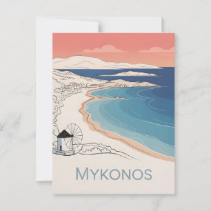 Mykonos Vintag minimalistisch Postkarte