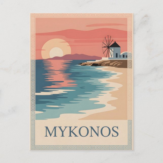 Mykonos Vintag minimalistisch Postkarte (Vorderseite)
