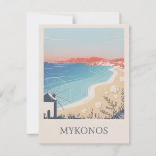 Mykonos Vintag minimalistisch Postkarte