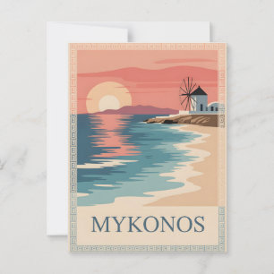 Mykonos vintage minimalistisch postkarte