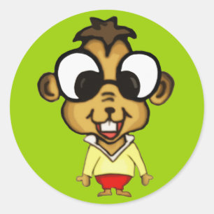 Myopic Chipmunk-Sticker Runder Aufkleber