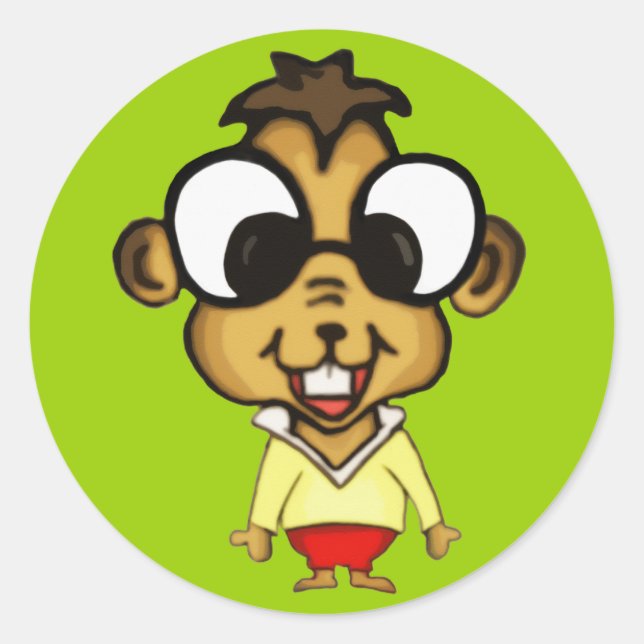 Myopic Chipmunk-Sticker Runder Aufkleber (Vorderseite)