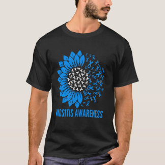Myositis-Bewusstseins-Sonnenblumenband Blau T-Shirt