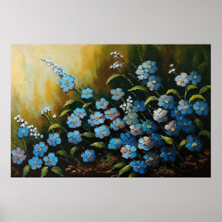 Myosotis Blume Ölfarbe Poster